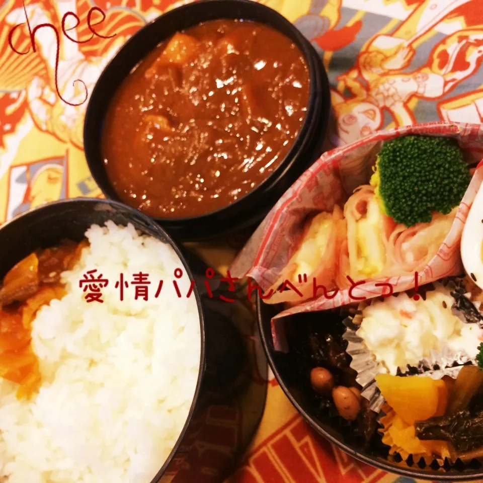 パパさんべんとっ(〃ω〃)〜カレー＆ポテサラ春巻弁当〜♪|cheeeさん