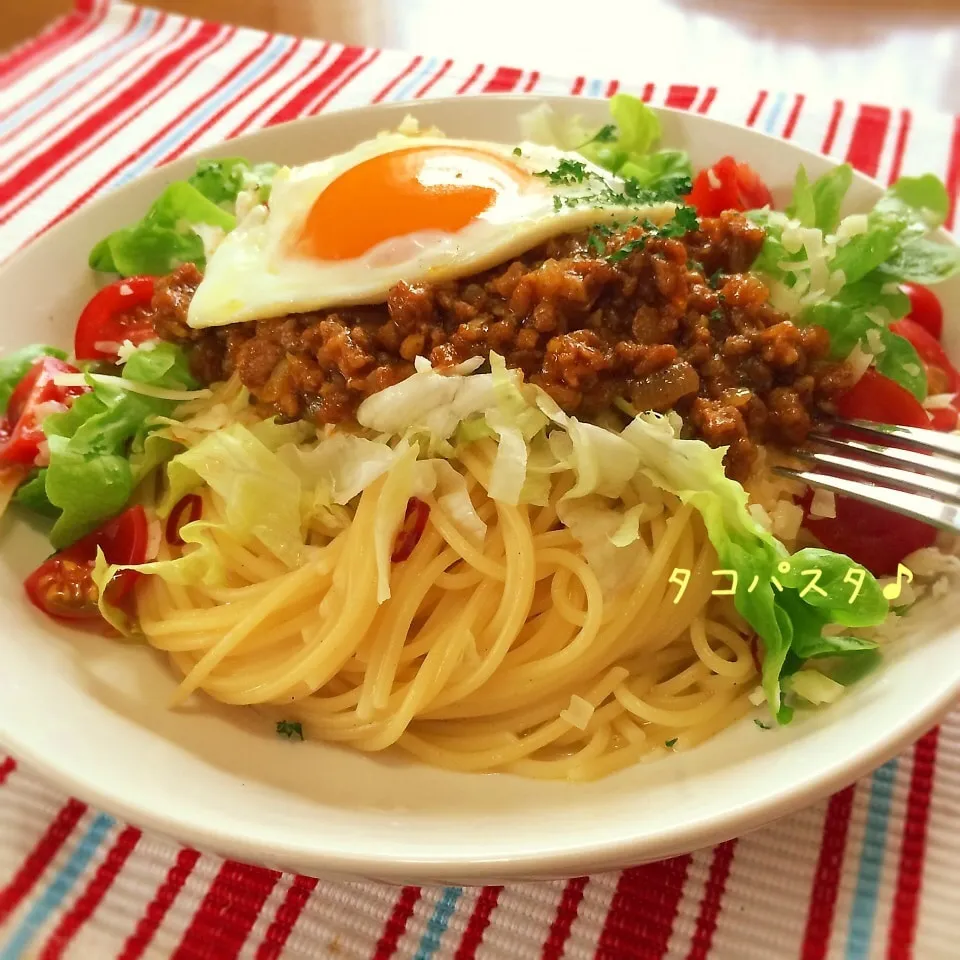 Snapdishの料理写真:タコミートdeスパイシータコパスタ♪|かおちゃんさん