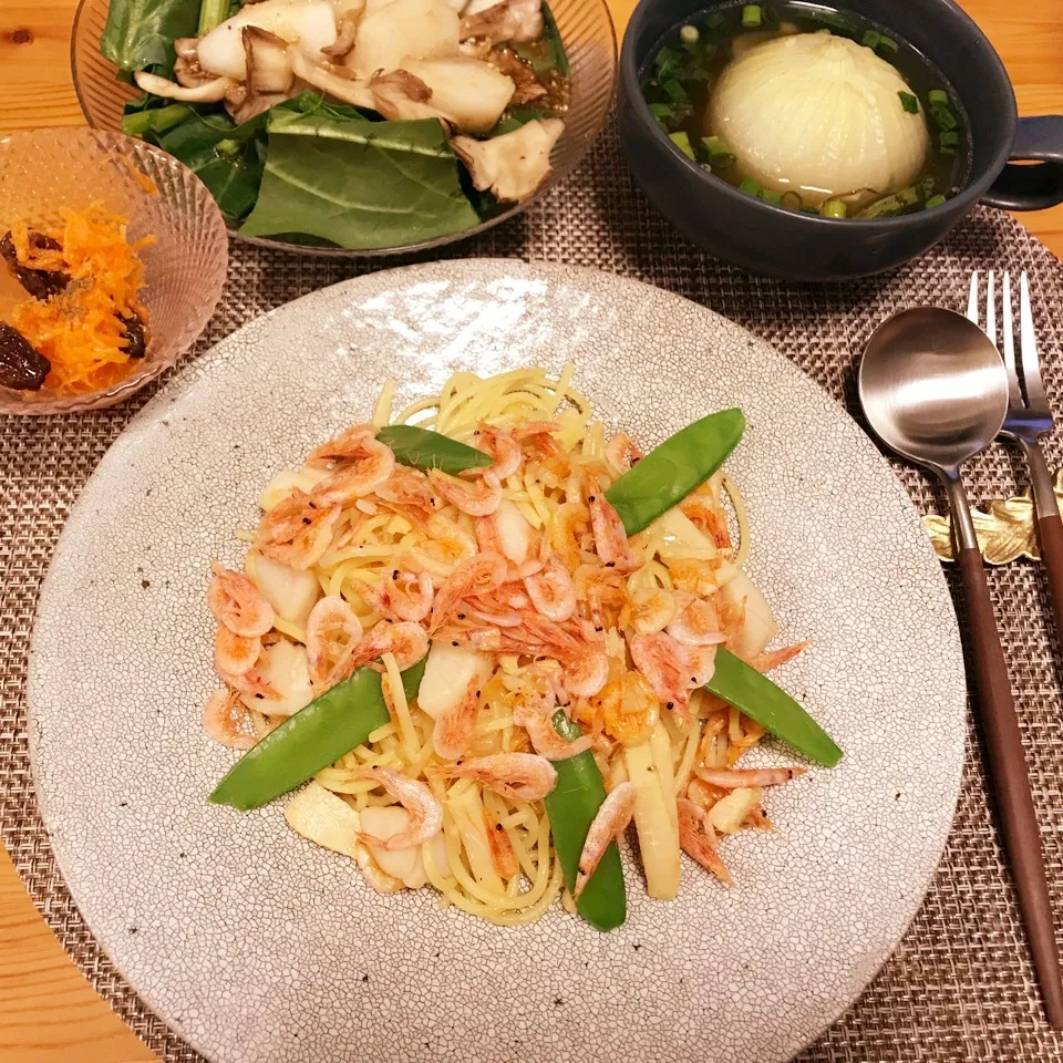 Snapdishの料理写真:春パスタディナー|なちょすけさん