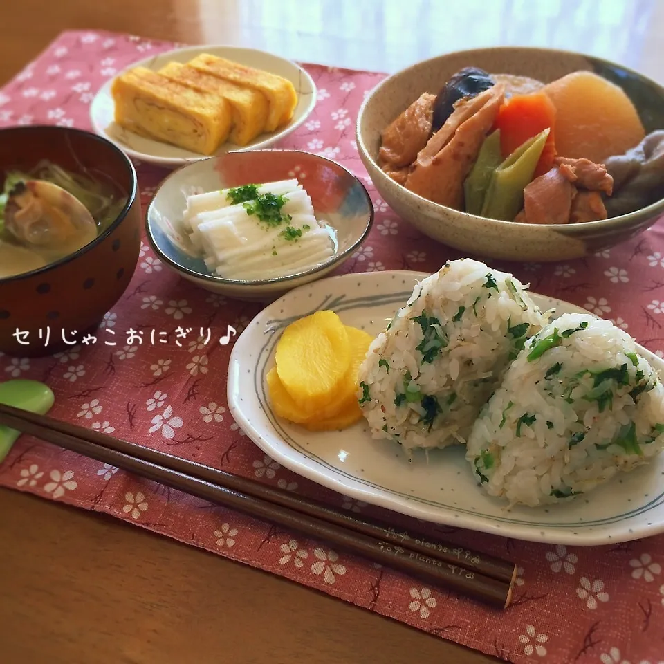 セリじゃこおにぎり〜和食ランチ♪|かおちゃんさん