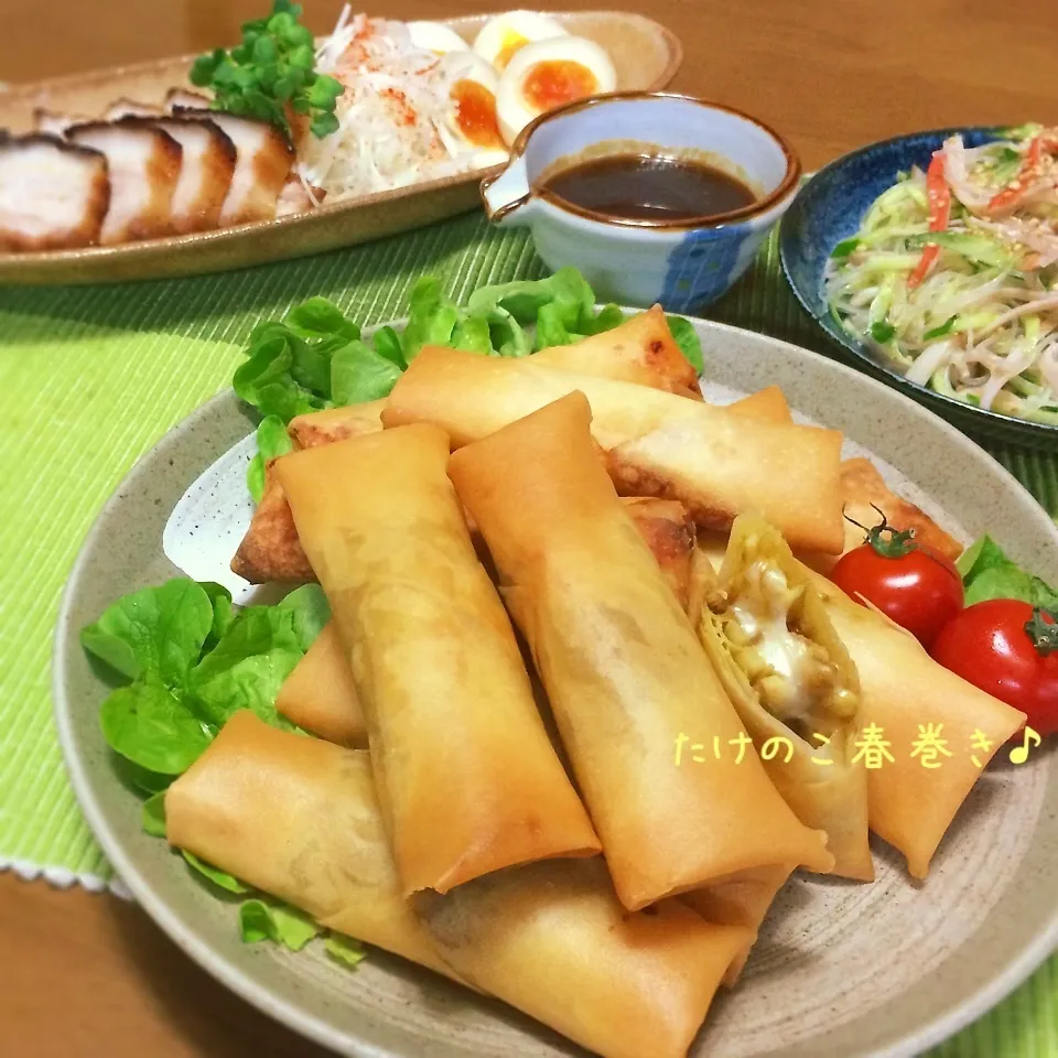 たけのこ入り〜カレーチーズとキムチーズ春巻き♪|かおちゃんさん