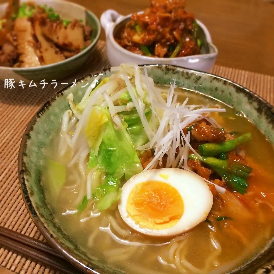 Snapdishの料理写真:豚キムチラーメン♪春よ恋♡|かおちゃんさん