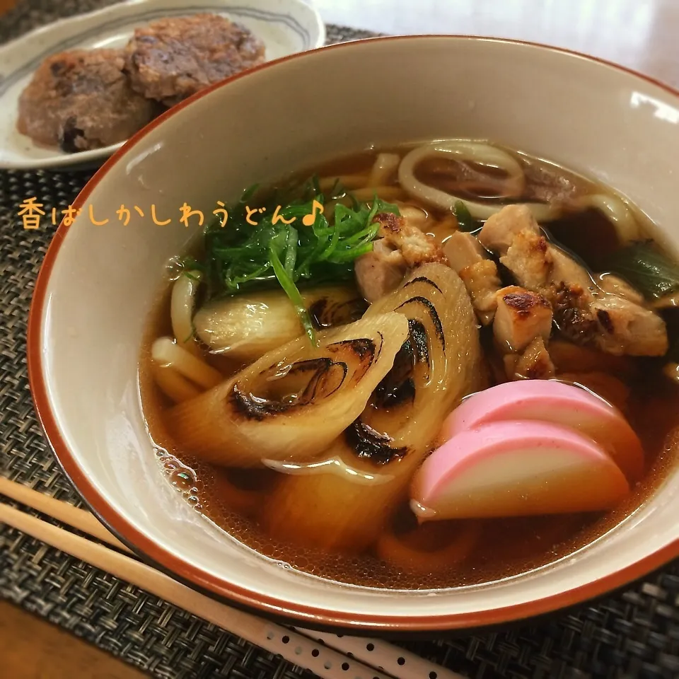 極太ネギ入り〜香ばしかしわうどん♪|かおちゃんさん