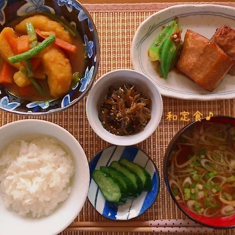 美桜さんのゴーヤの佃煮で和定食♪|かおちゃんさん