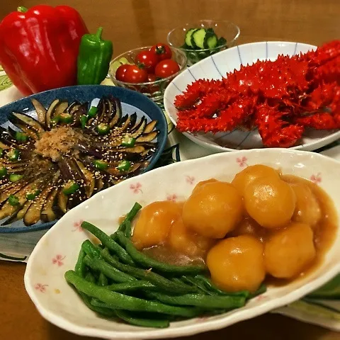 Snapdishの料理写真:採れたて野菜と海鮮で晩ご飯♪|かおちゃんさん