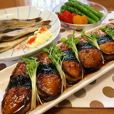 茄子の鶏挽き肉はさみ照り焼き♪|かおちゃんさん