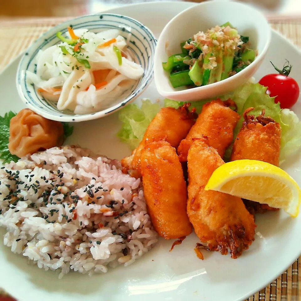 鶏むねもやし巻き唐揚げで～ランチ♪|かおちゃんさん