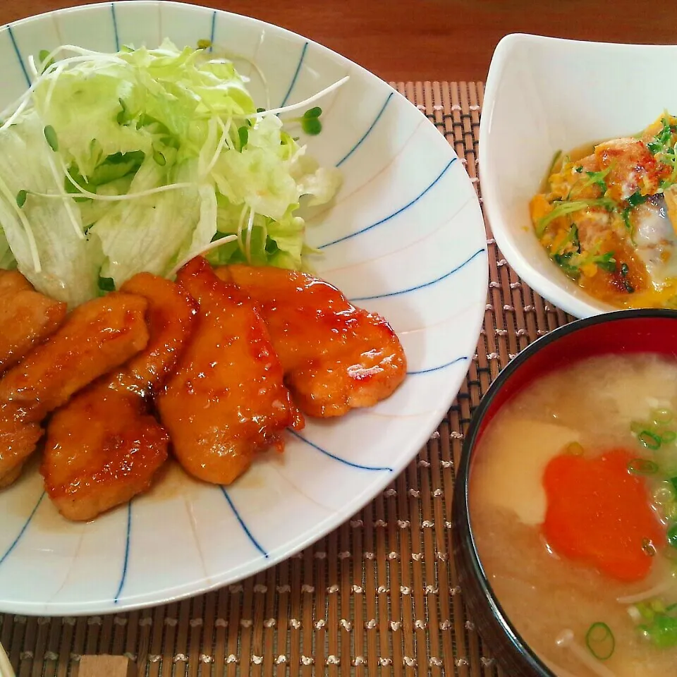 鶏むね肉のレモンバター醤油でランチ♪|かおちゃんさん