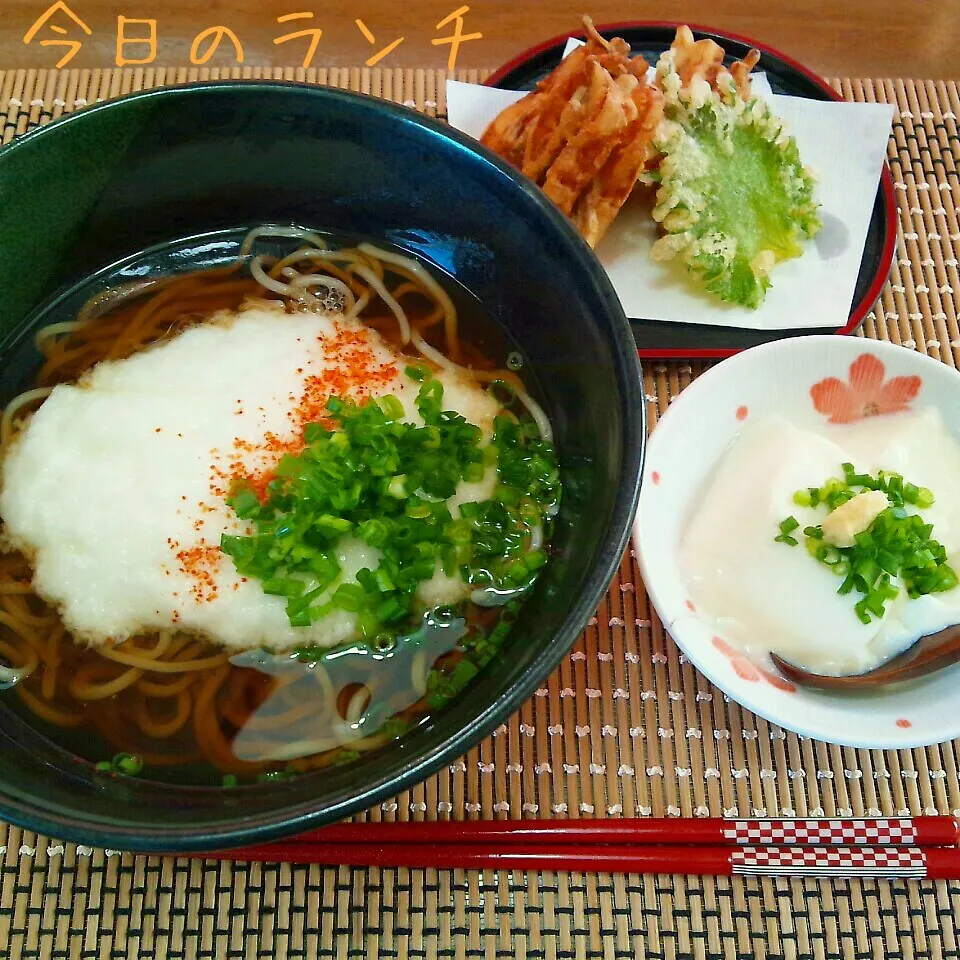 とろろ蕎麦～きんぴら天ぷらでランチ♪|かおちゃんさん