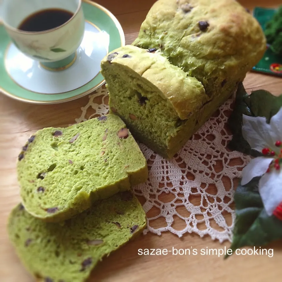 米粉でもちもち♪抹茶チョコ食パン|サザエボンさん