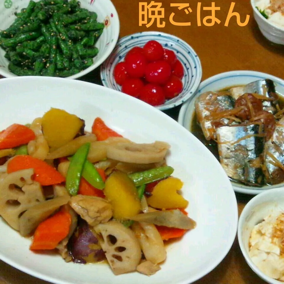 ごろごろ野菜の煮物～いんげんゴマ和え他♪|かおちゃんさん