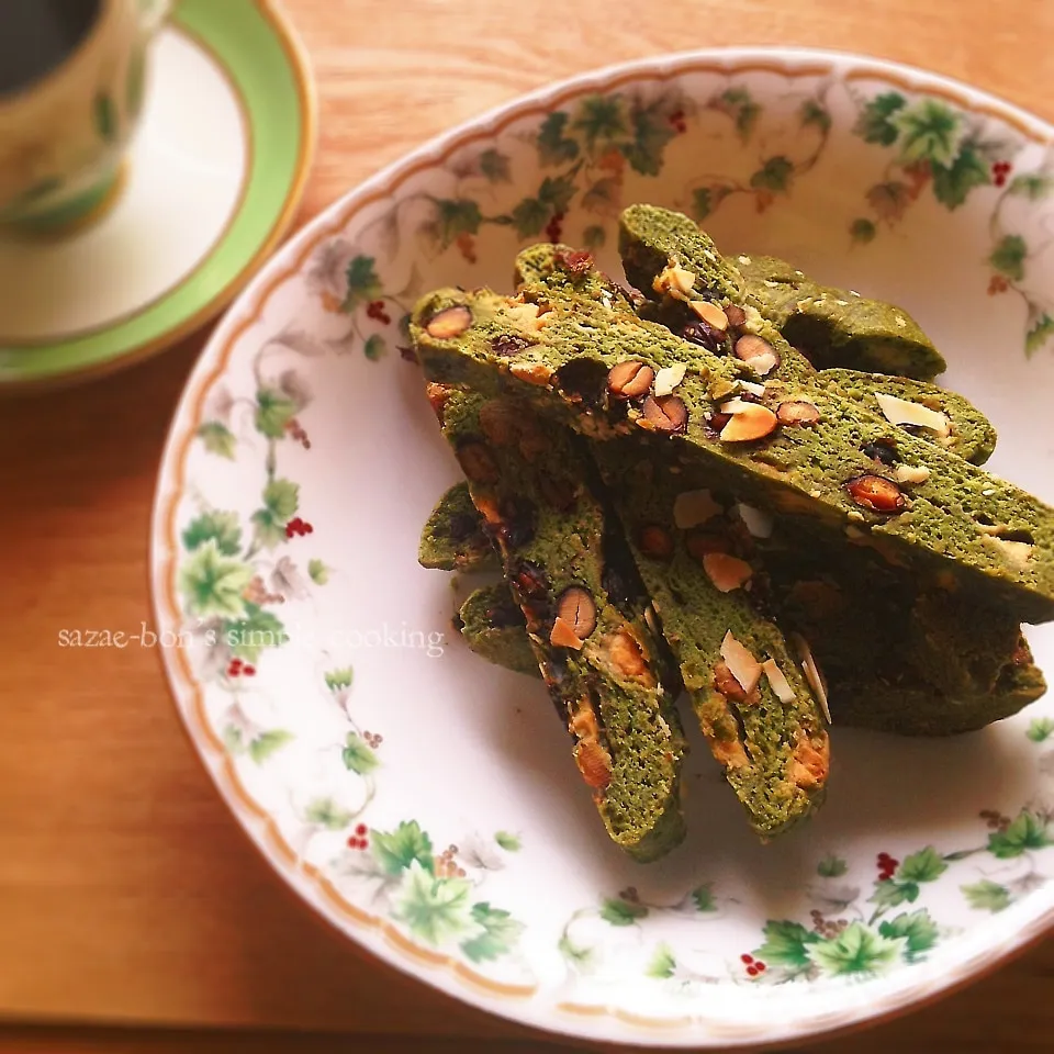 天然酵母で抹茶のビスコッティ(yummyさんのを参考に)|サザエボンさん