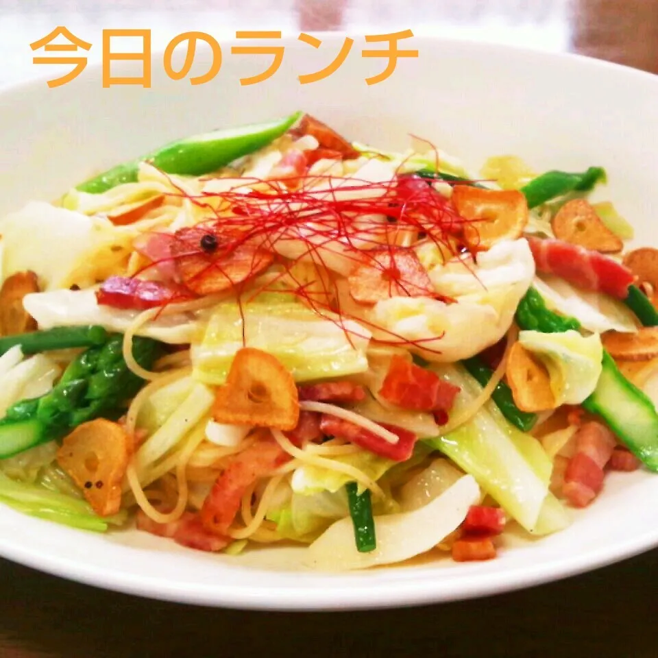 自家製野菜たっぷりの～ペペロンチーノ|かおちゃんさん