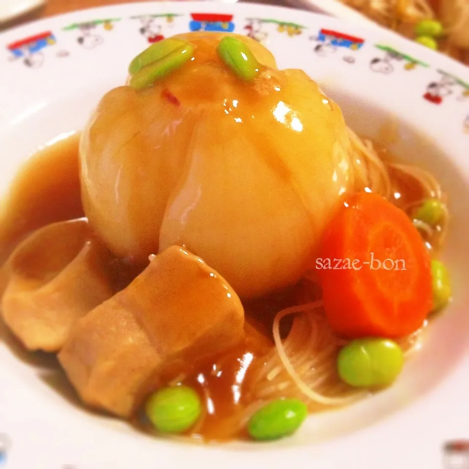 玉ねぎ丸ごと煮、あんかけ〜♡|サザエボンさん