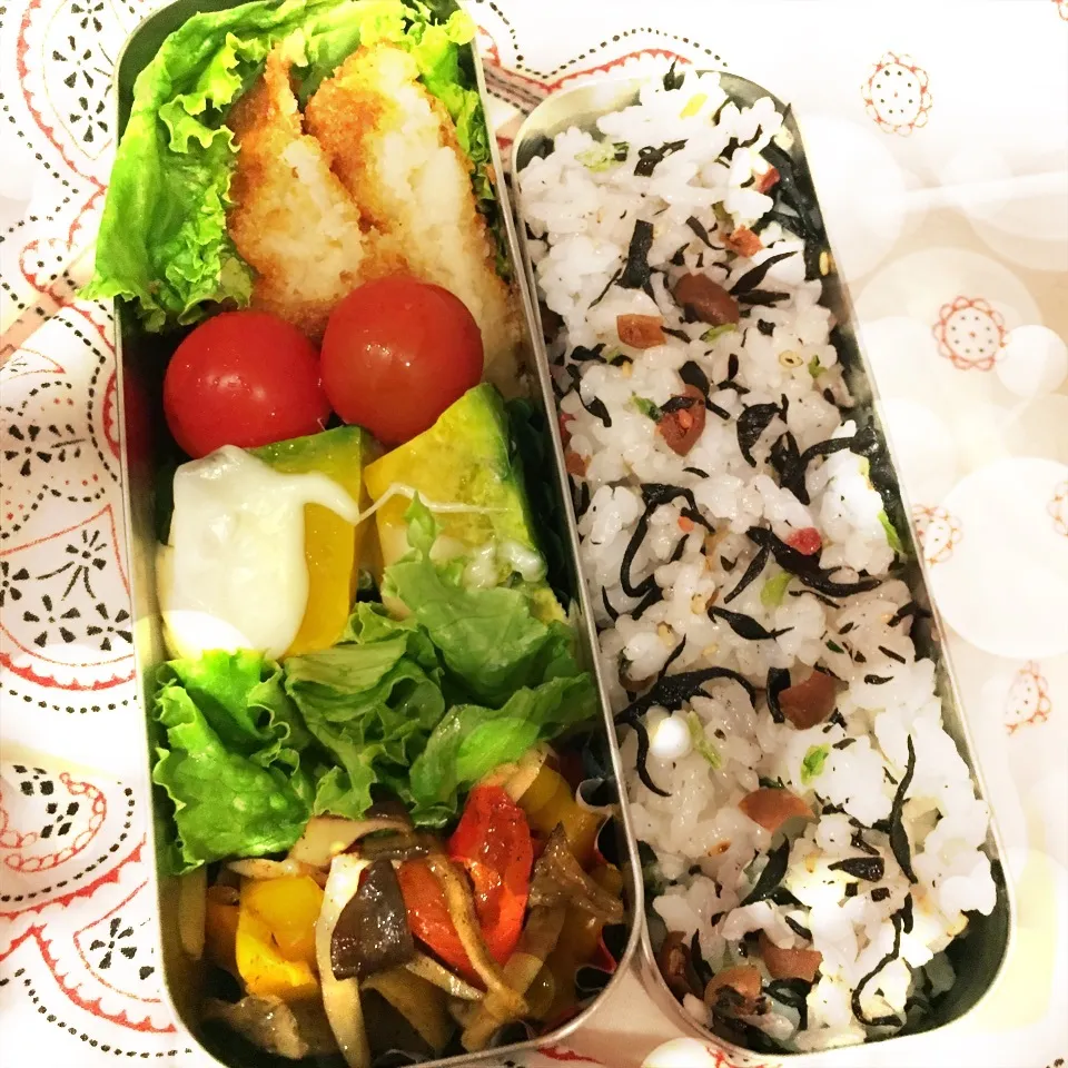 Snapdishの料理写真:JK弁当 コロッケ、焼きかぼちゃ＆チーズほか|Kyさん