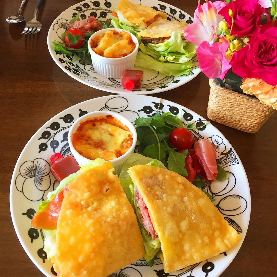 アラビアのお皿でワンプレートランチ☆タコスはテイクアウト|うさピーさん