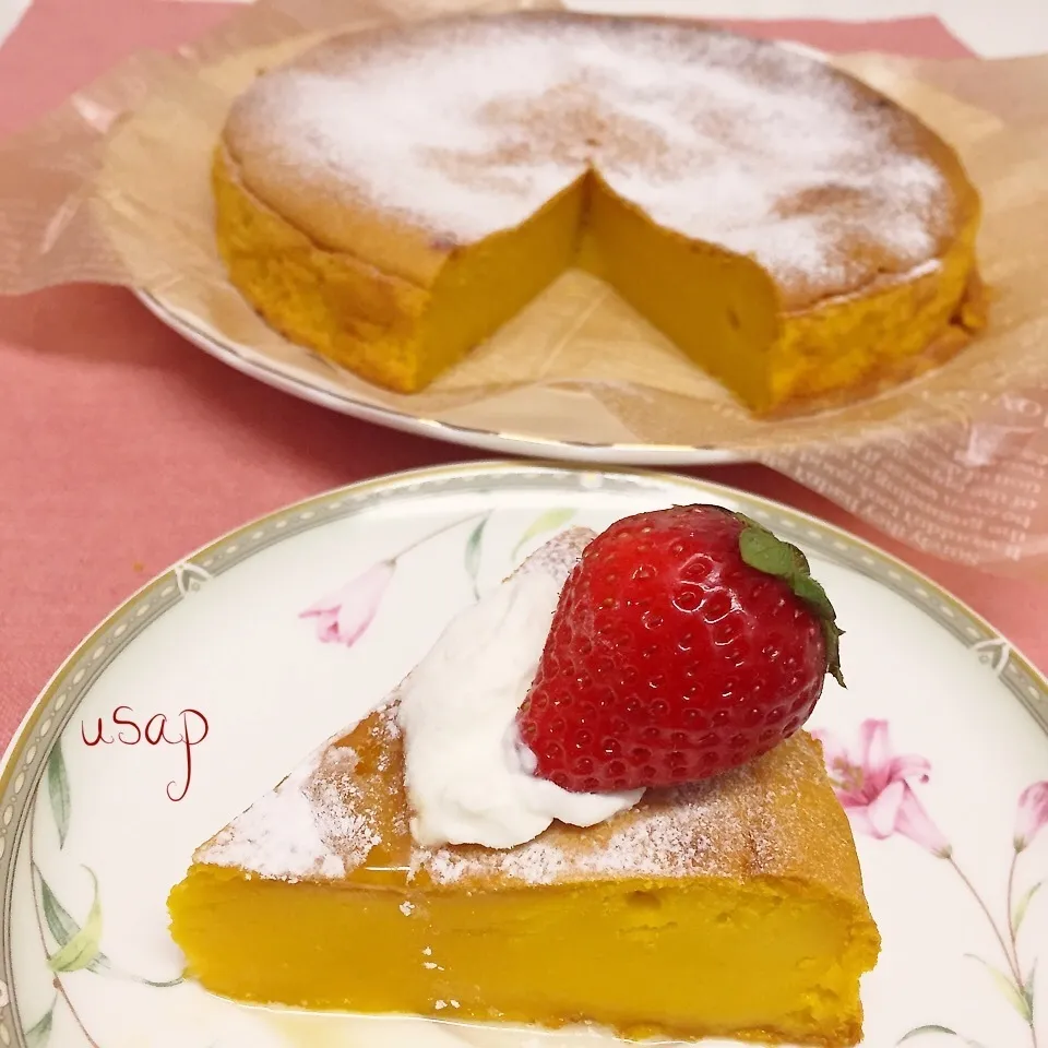 Snapdishの料理写真:ハニーカボチャのプリンケーキ|うさピーさん