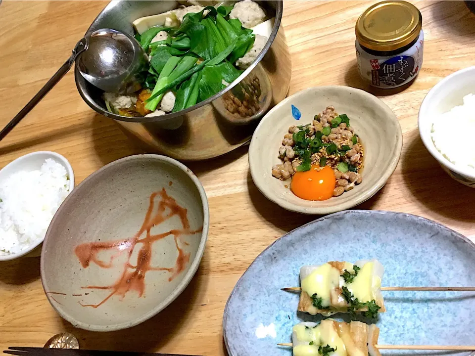 鶏団子鍋🧡
竹輪のチーズ串
納豆|さくたえさん