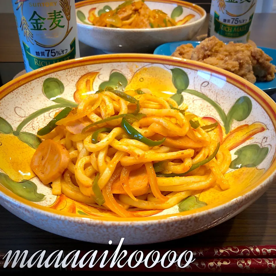 Snapdishの料理写真:うどんナポリタン🔥|マイコさん