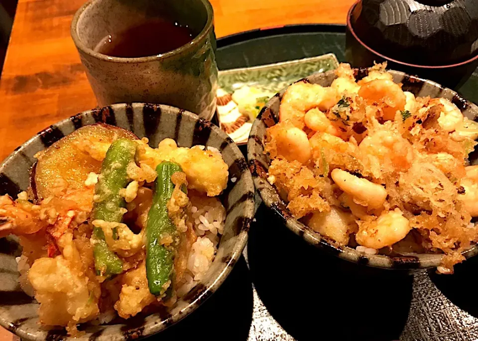 今日のランチは、千力のたべくらべ
塩かき揚げとエビ天丼。|sono.kさん