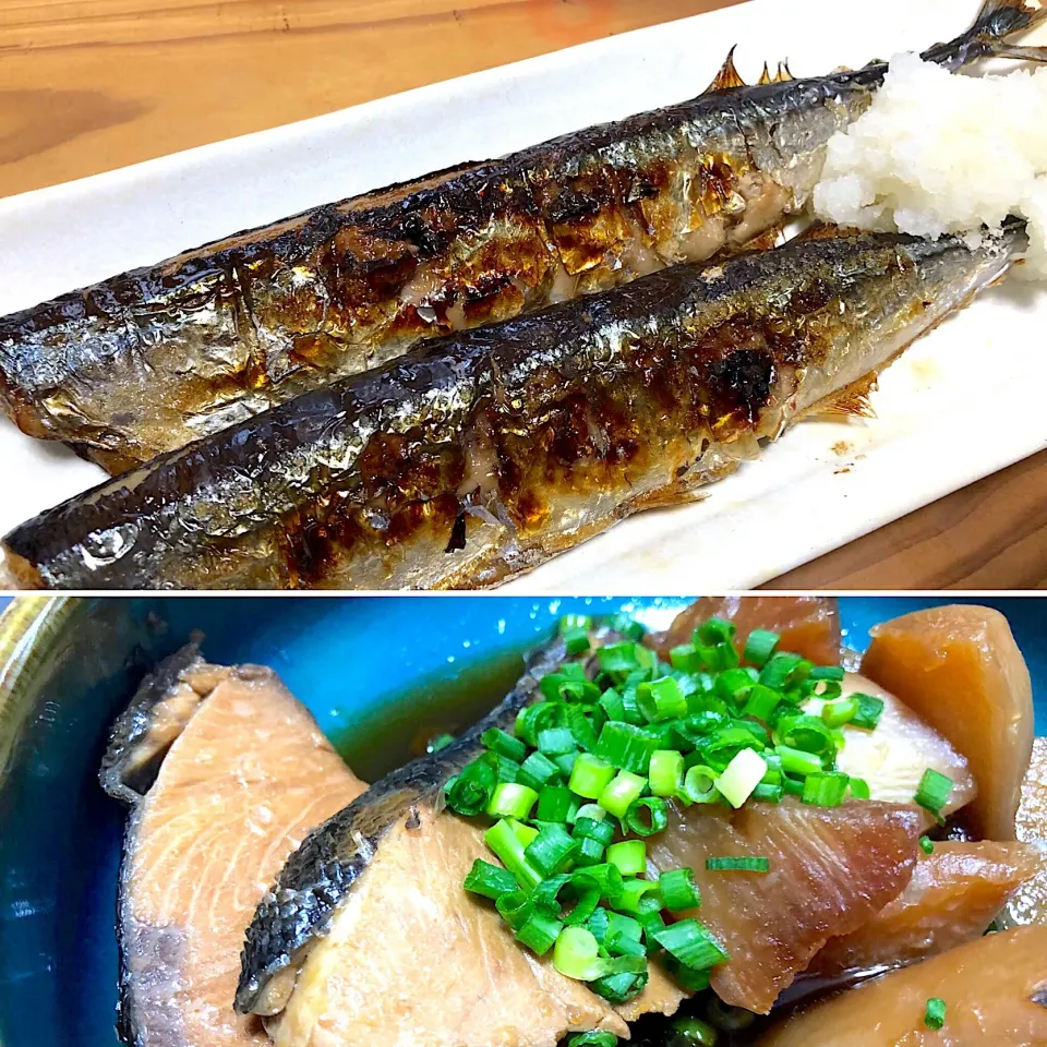 お昼は焼き秋刀魚とぶり大根🐟|buhizouさん