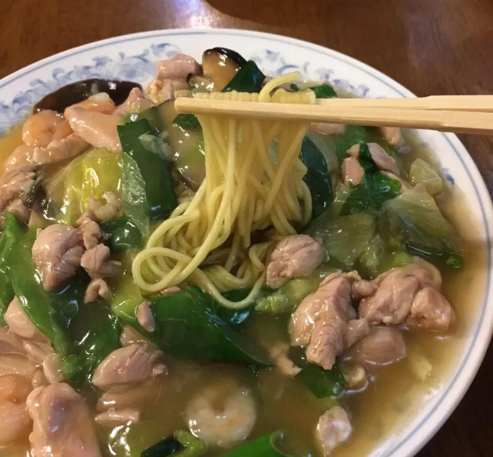 Snapdishの料理写真:撈麺（ロウメン）＝エビカシワソバ＝カラシソバ（第二弾）#京風中華#カラシソバ|七海さん