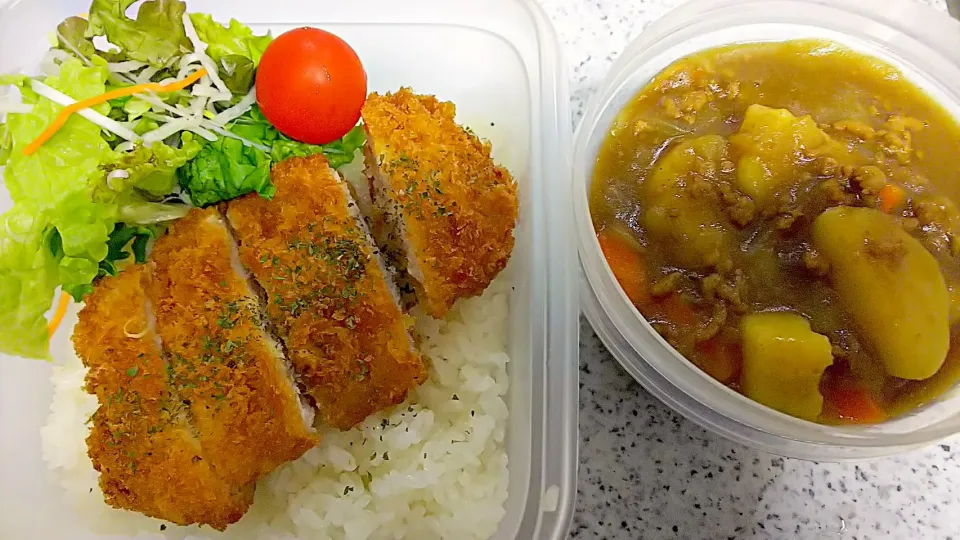 夫お弁当❗️ #カツカレー #カレー #カレーライス|かねしろ食堂さん