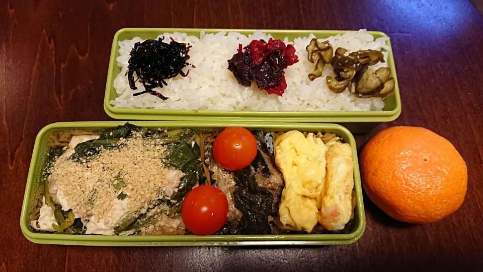 Snapdishの料理写真:ほうれん草と豚肉と豆腐のミルフィーユ弁当
 #今日のお弁当|りょーさん