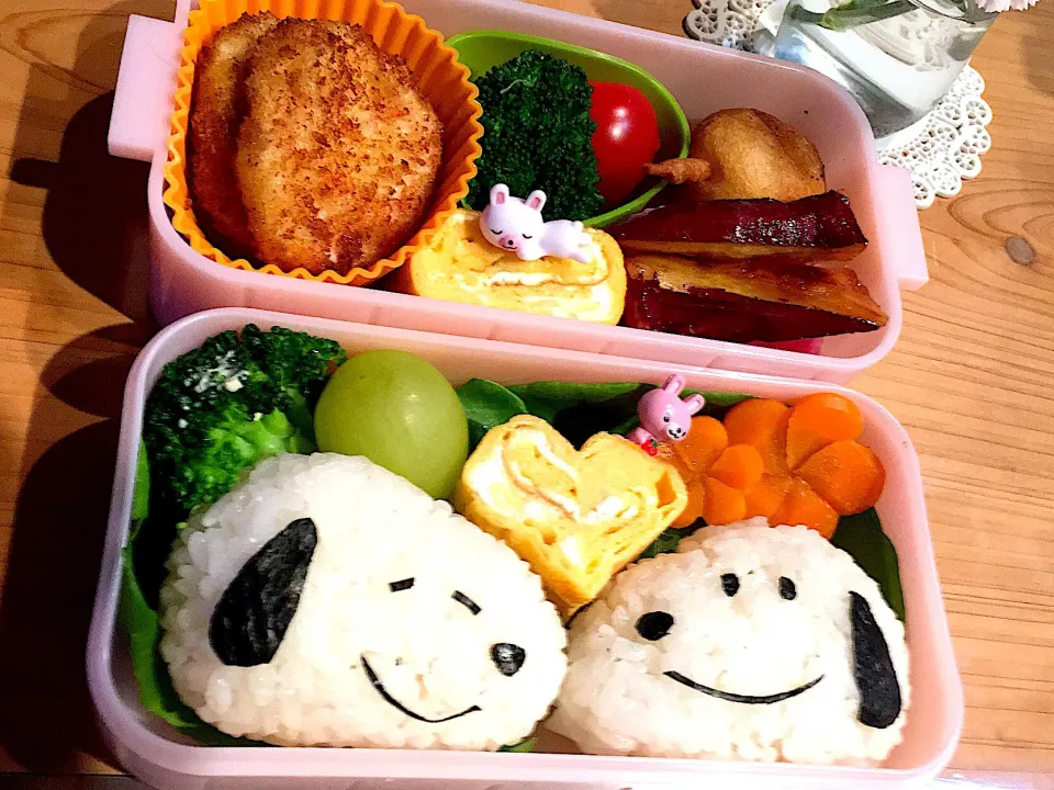 カニクリームコロッケ入りのスヌーピー弁当|mikoさん