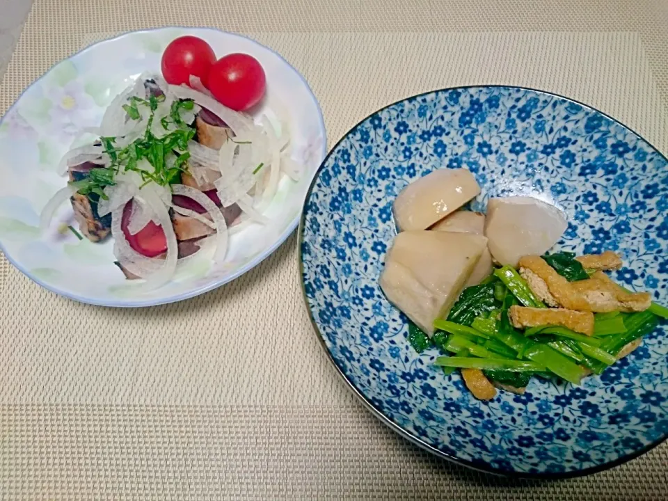 ☆今日の晩ごはん☆   小芋の煮物と小松菜煮   カツオのたたき|hamamaさん