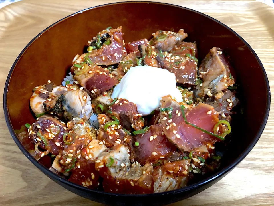 カツオのたたきのユッケ丼|まぁたんさん