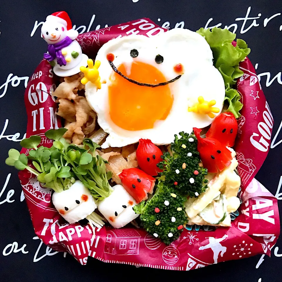 豚丼で簡単クリスマス弁当🎄🎅|ajaさん