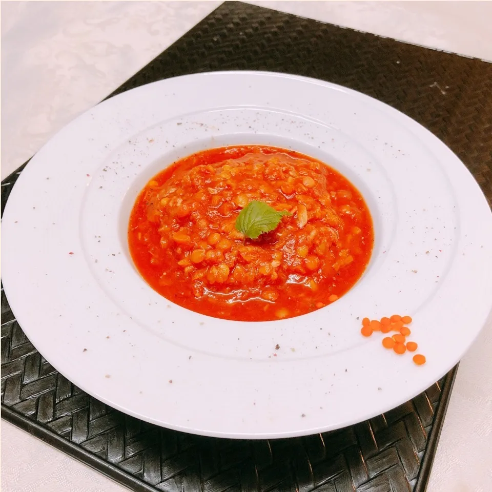 Snapdishの料理写真:❤️赤レンズ豆トマト🍅ツナスープ❤️|henryさん