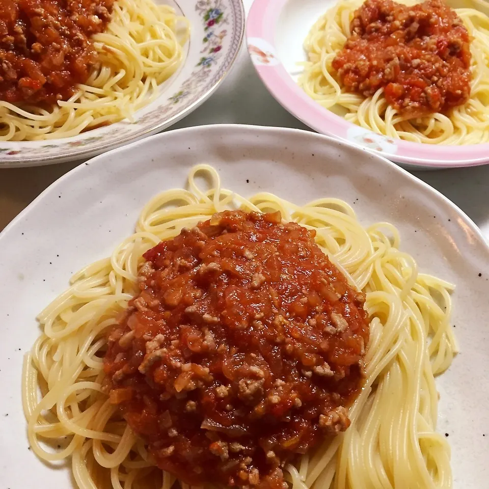 Snapdishの料理写真:ミートソースパスタ(*^_^*)|pimoriさん