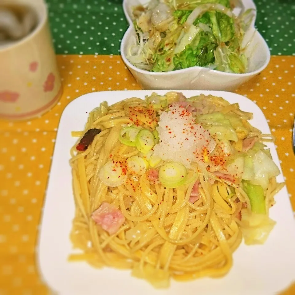 Snapdishの料理写真:あるもので！和風ペペロンチーノ❤|sora🍀さん