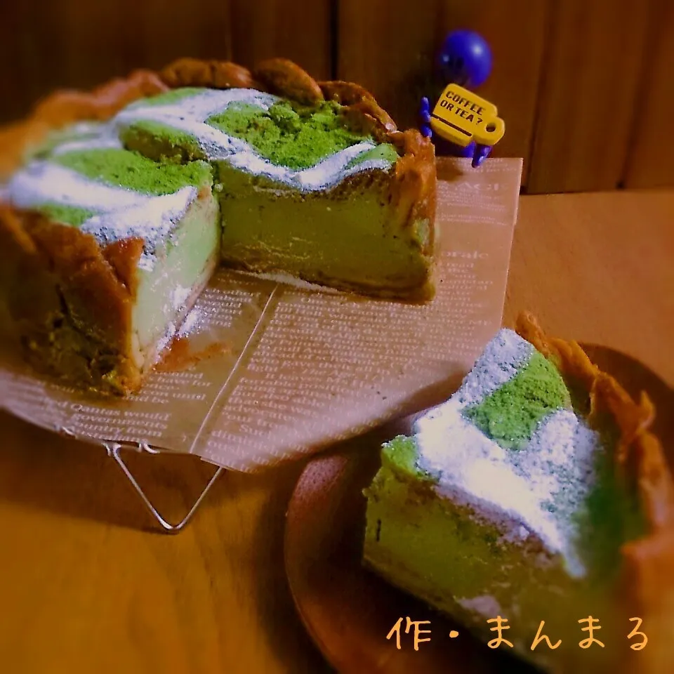 シュー皮リメイク♡…抹茶チーズケーキ|まんまるさん