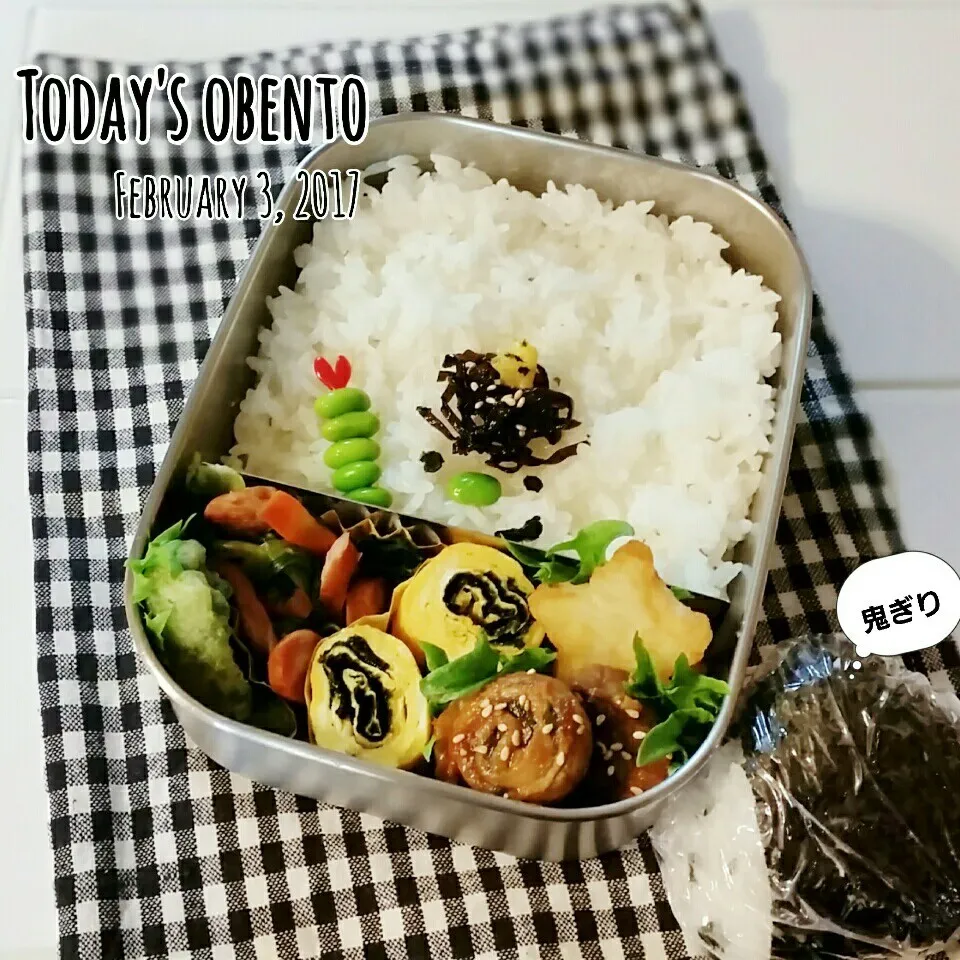 Snapdishの料理写真:高校生男子弁当😋巻き巻きと鬼っぽく…|teddy☆さん