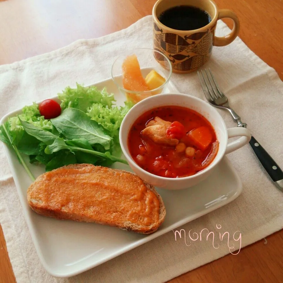 Snapdishの料理写真:明太子カンパで朝ごはん|えるえるさん