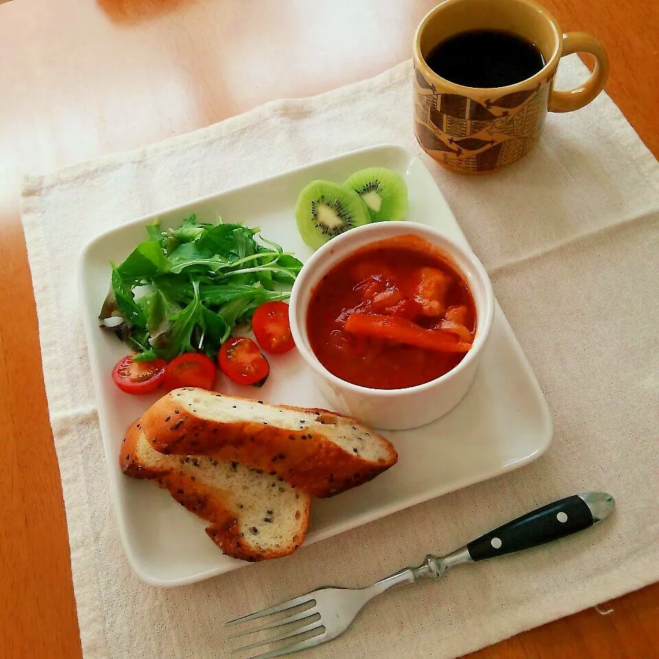 ガーリックフランスで朝ごはん|えるえるさん