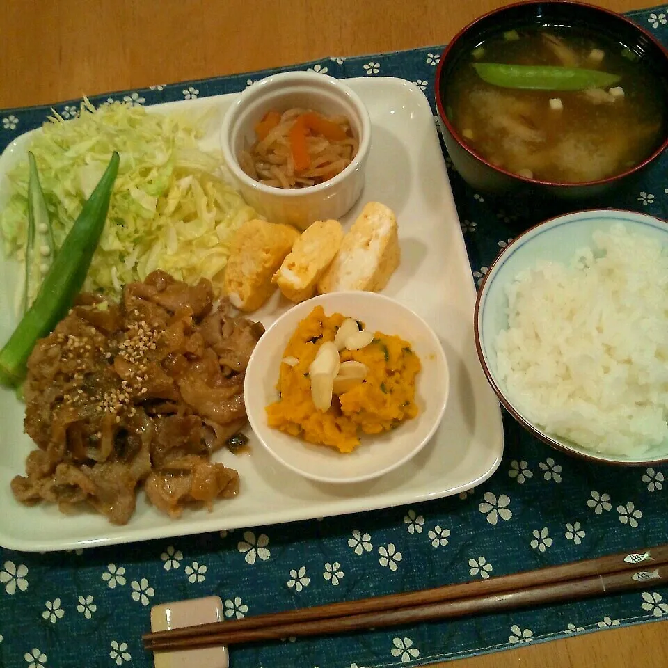 豚肉のネギソースで晩ごはん|えるえるさん