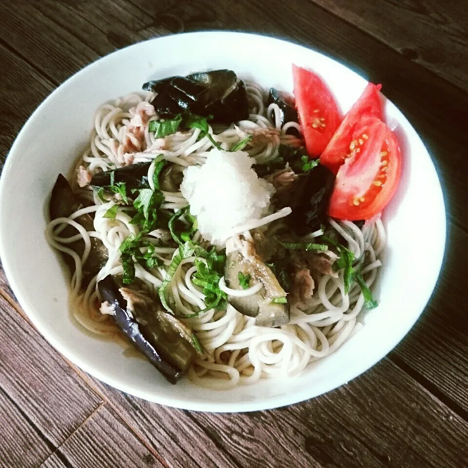 茄子の揚げ浸し素麺|くりんさん