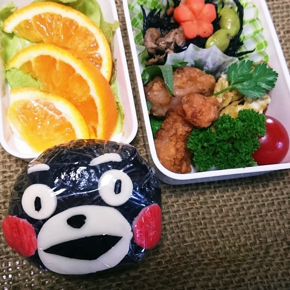 Snapdishの料理写真:熊本&大分にもエール！くまモンおにぎり弁当|くりんさん