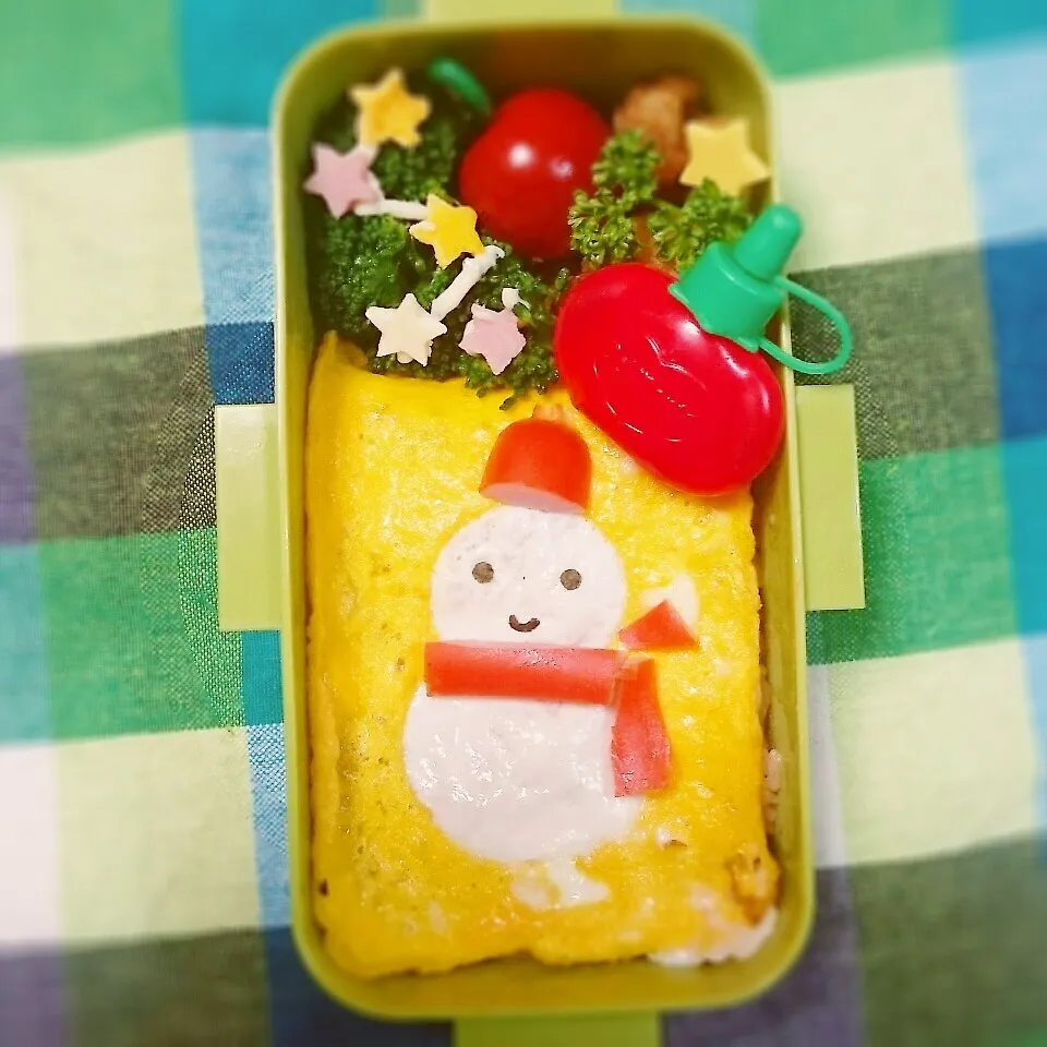 雪だるまのオムライス弁当|くりんさん