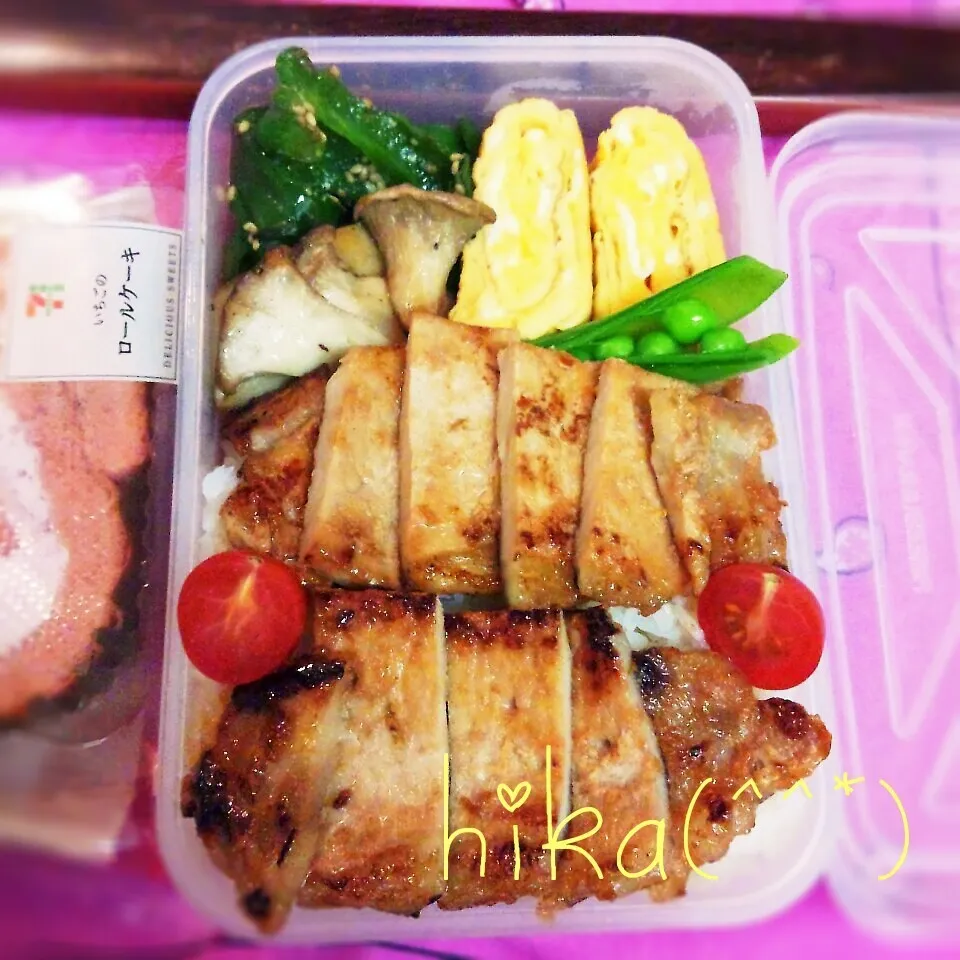 Snapdishの料理写真:☆味噌トンテキ☆中学男子のお弁当♪|ひかまむさん