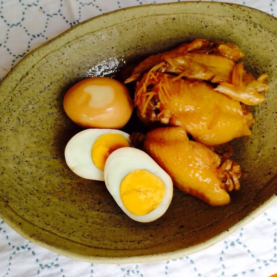 鶏手羽先とゆで卵の酢醤油煮|インコ夫人さん