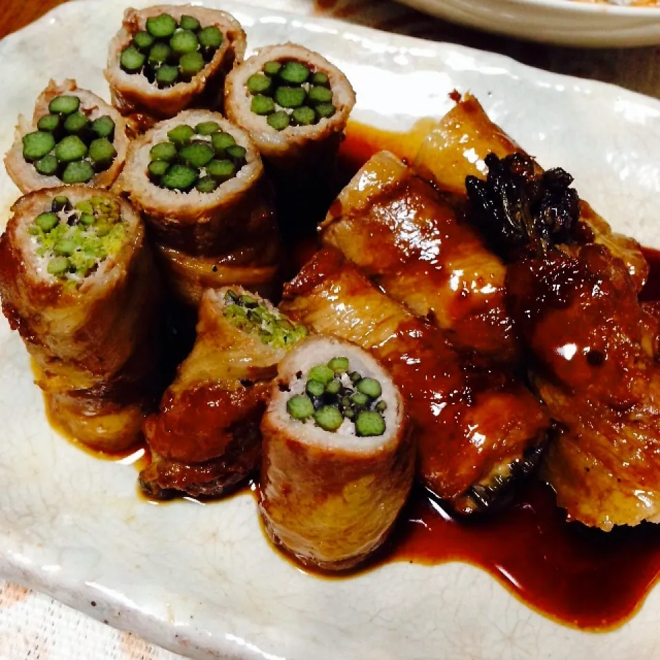 わらびの肉巻き ご飯に合う甘辛味|インコ夫人さん