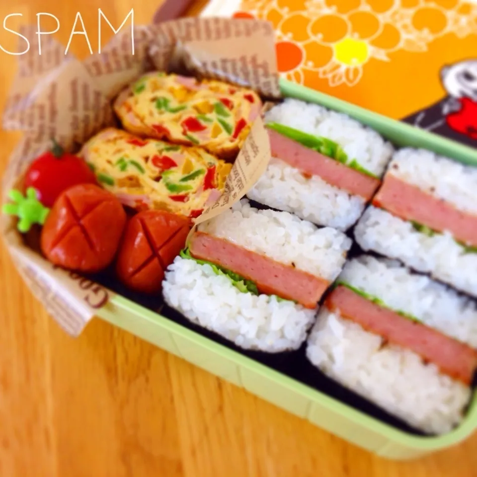 Snapdishの料理写真:スパムむすびのお弁当^ ^|Sakiko Daichoさん