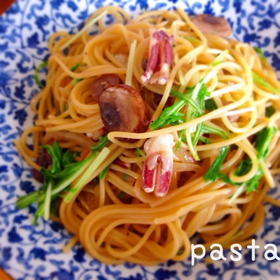 アンチョビと水菜のパスタのお昼ごはん^ ^|Sakiko Daichoさん