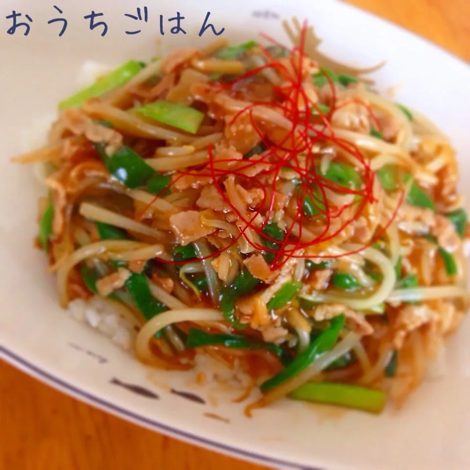 豚バラともやしとニラのあんかけ丼風^ ^|Sakiko Daichoさん