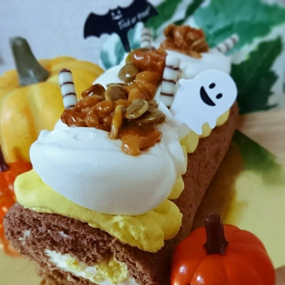 ハロウィンかぼちゃロールケーキ(*´ ˘ `*)|❥°₊↤ꤾᴞЕ↦₊°❥さん